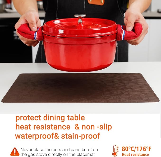 Vinyl Placemats Set of 8 Heat Resistant Easy Clean Non-Slip Place Mats - Image 4