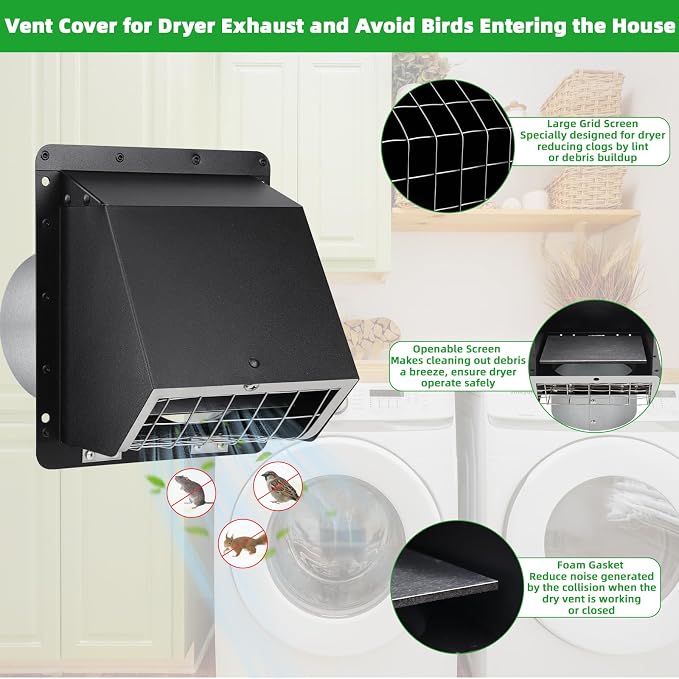 4" Dryer Vent Cover Outdoor, Dryer Vent Cover - Image 3