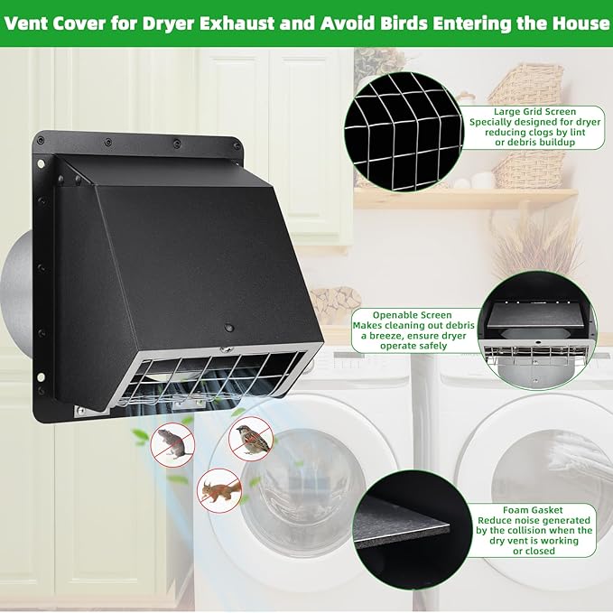 5" Dryer Vent Cover, Outside Dryer Vent Cover - Image 3