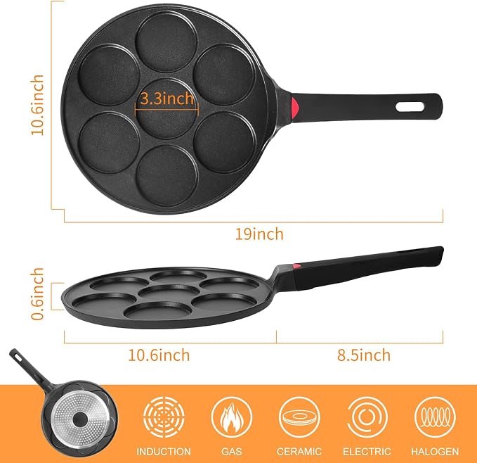 Pancake Pan Maker Nonstick Induction Compatible, 10.5 Inch Mini Non Stick - Image 2