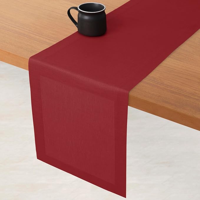 D'Moksha Homes Linen Red Table Runner 132 Inches Long - Image 3