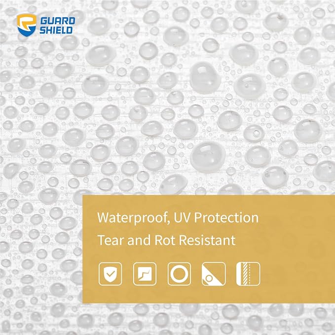 GUARD SHIELD Tarps Heavy Duty Waterproof 10x10 Feet White Poly Tarp Cover - Image 3
