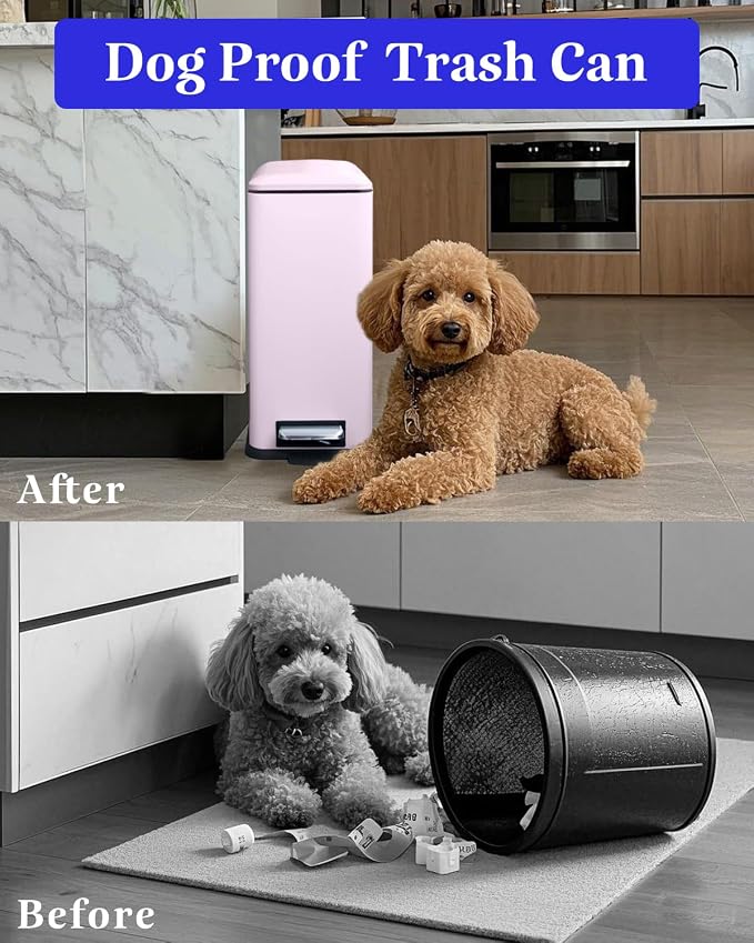 Bathroom Trash Can with Lid, 2.6 Gallon Stainless Steel Slim Garbage Can - Image 8