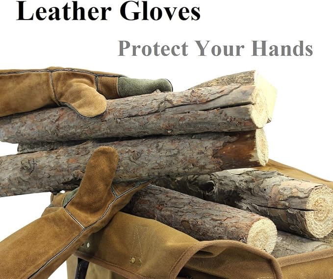 INNO STAGE Firewood Log Carrier Bag Waxed Canvas Tote Holder - Image 3