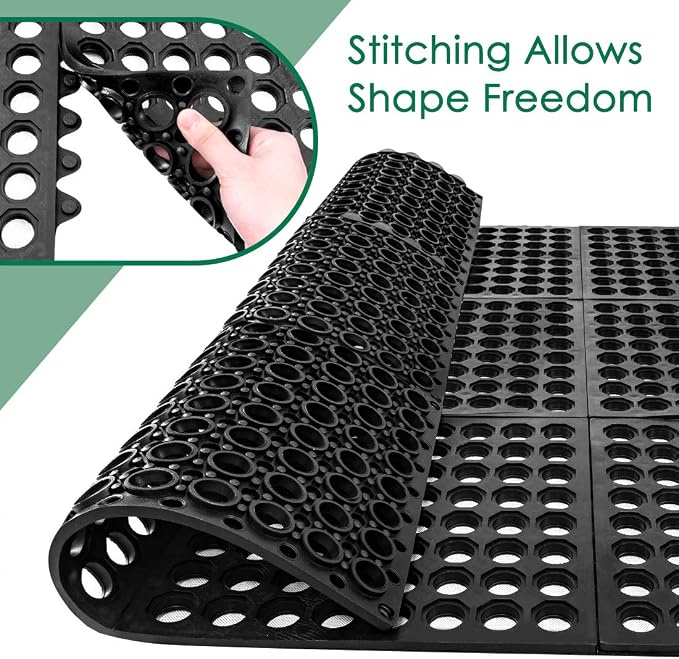 Interlocking Rubber Mats for Floor Anti Fatigue Kitchen Mats 9 Pack 11.8" x - Image 5