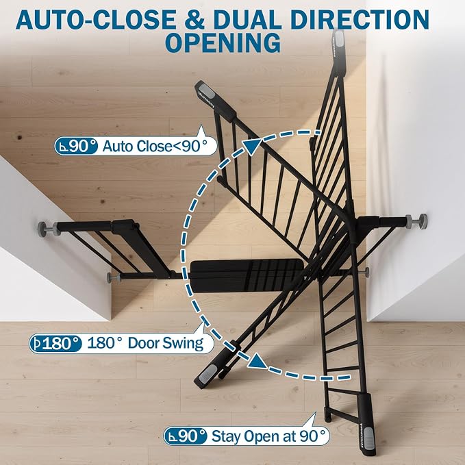 Baby Gate for Stairs, 29.7-40.6" Pressure Mounted Dog Gate, Auto Close Safety - Image 7
