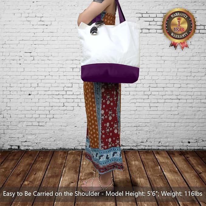 TOPDesign 1-Pack Super Strong Large 12oz Cotton Canvas Tote Bag, Reusable - Image 2