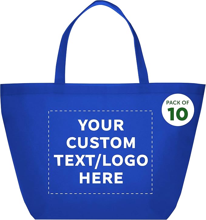 DISCOUNT PROMOS Custom Southern Style Grocery Tote Bags Set of 10 by DISCOUNTPROMOS