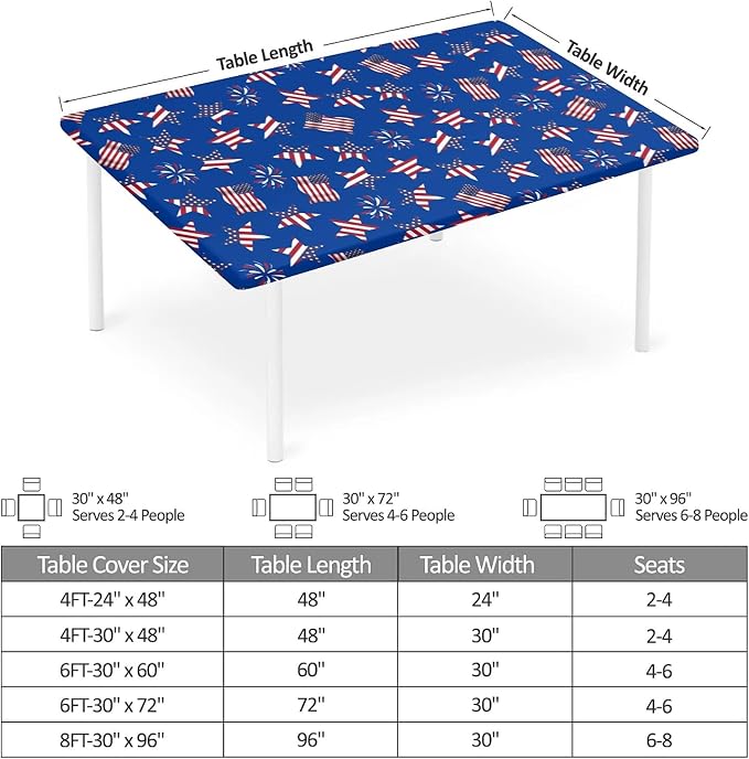 Rectangle Table Cloth Cover Waterproof Elastic Fitted Polyester Fitted - Image 2