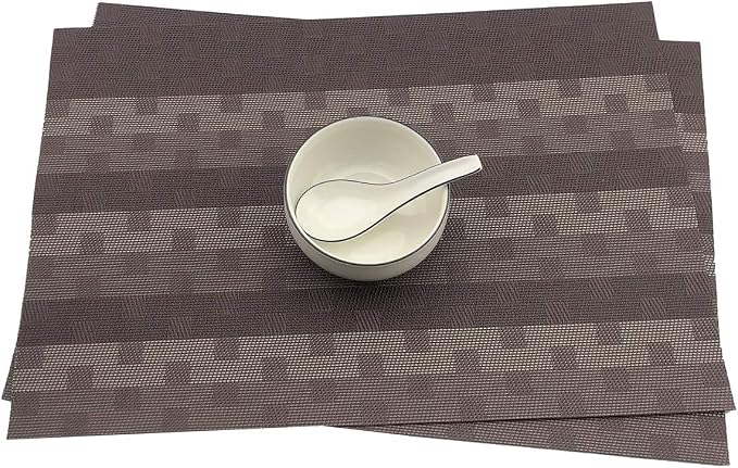 Gugrida Red Placemats 6pcs Placemats PVC Table Mats Woven Vinyl Placemats - Image 7