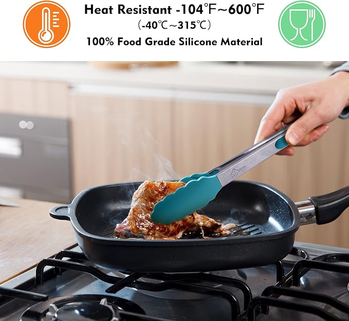 HOTEC Premium Stainless Steel Locking Kitchen Tongs - Image 2