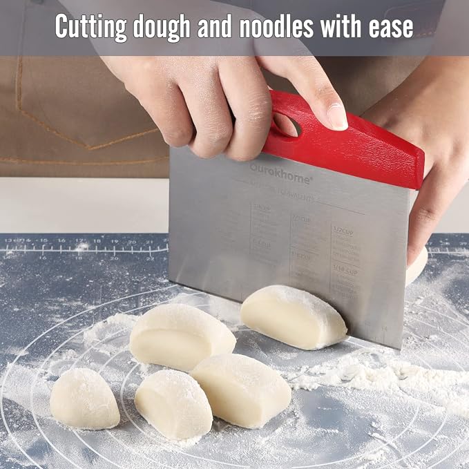 Ourokhome Dough Pastry Bench Cutter Scraper, Stainless Steel Pizza Cutter - Image 2