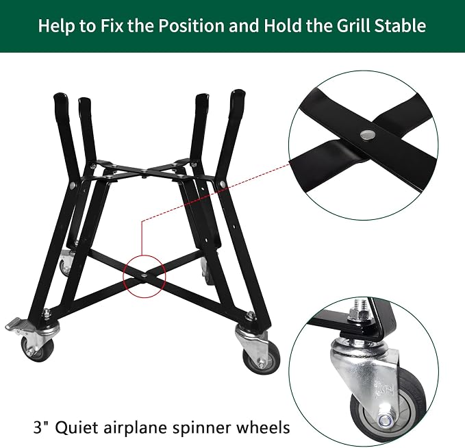 Medium BGE Nest, Grill Stand for BGE Accessories, Rolling Nest - Image 4