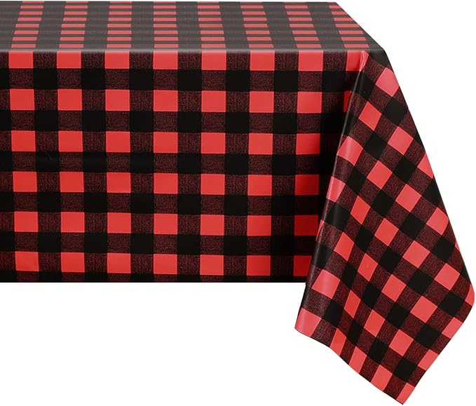 Romanstile Rectangle Vinyl Tablecloth, 100% Waterproof Buffalo Gingham Plastic by Romanstile