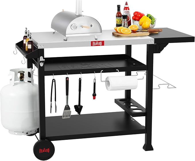 Outdoor Grill Cart, Pizza Oven Table Stand by Idealforcook