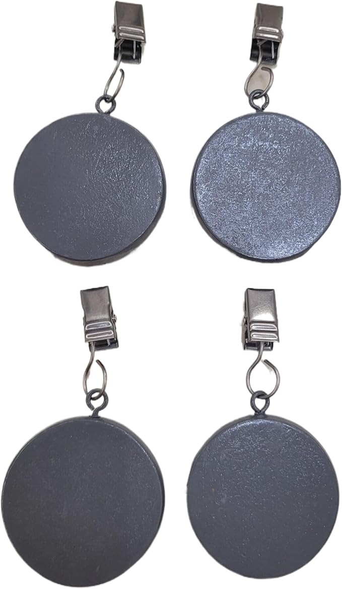 TwoFish Home Set of 4 Gray Round Pendant Resin Tablecloth Weights Clips Gray - Image 3