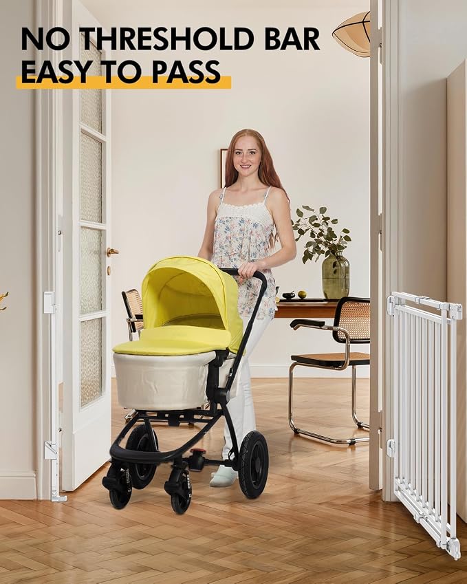 Baby Gate for Stairs Doorways & Kitchen, 26.4"-43" W x 29" H, No Bottom Bar Dog - Image 4