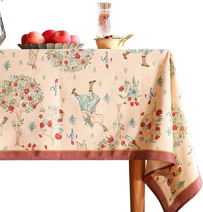 patdrea Designer Vintage Beige Tablecloth by Welcometopatdrea
