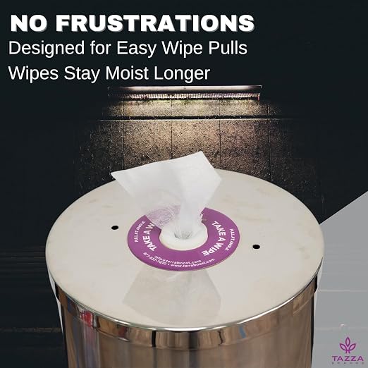 Tazza Gym Wipe Dispenser with Stainless Steel Floor Stand, Built-in Trash Can - Image 4