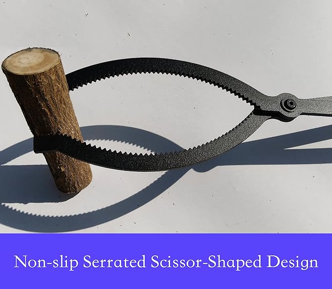 Fire Tongs, 40-Inch Black Steel Log Grabber with Serrated Claw