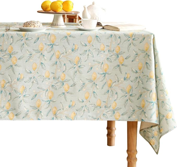 patdrea Designer Linen Long Green Tablecloth by Welcometopatdrea