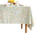 patdrea Designer Linen Green Small Square Tablecloth, Vintage Yellow Flowers by Welcometopatdrea