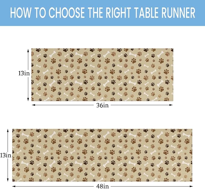 Pet Paws Table Runner Kitchen Dining Table Runner 13*90in Table Center Decor - Image 9