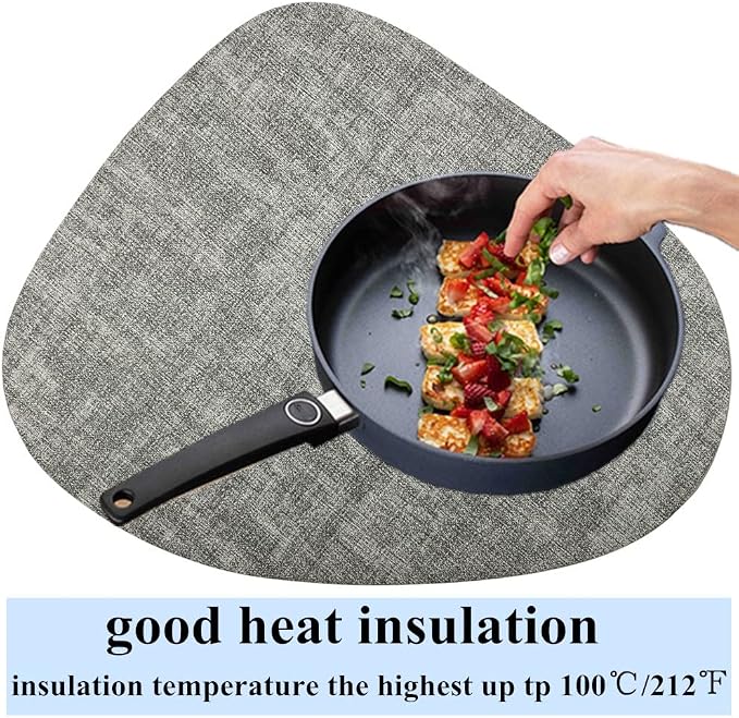 WAZAIGUR Washable Wipeable Waterproof Heat Resistant Faux Leather Placemats Set - Image 3