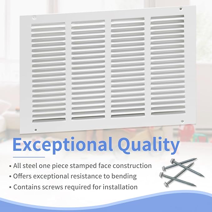 16"W x 10"H Steel Return Air Grille, Air Return Vent Cover - Image 2