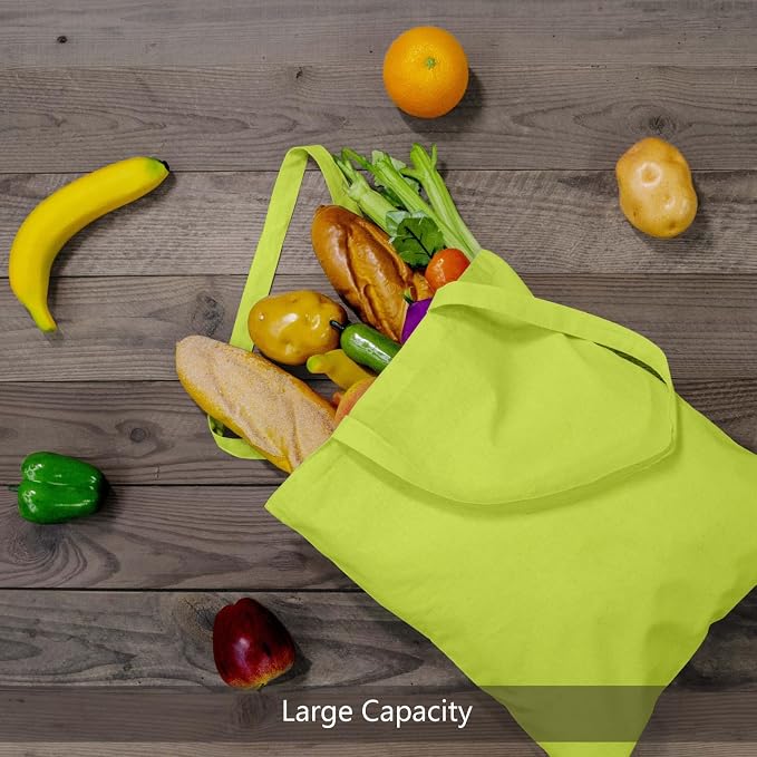 TOPDesign 24-Pack Economical 16"x15" Apple Green Cotton Tote Bag, Lightweight - Image 5