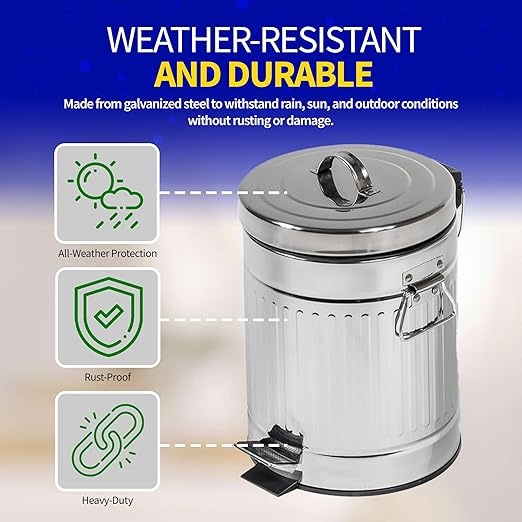 Pet Fit For Life 16" Tall Galvanized Steel Trash Can - Image 5