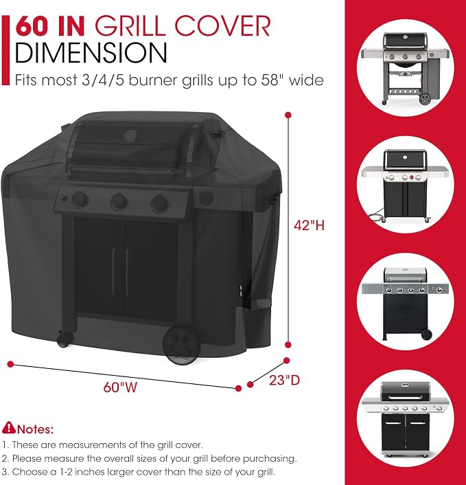 Unicook Grill Cover 60 Inch, Heavy Duty Waterproof Gas Grill Cover - Image 3