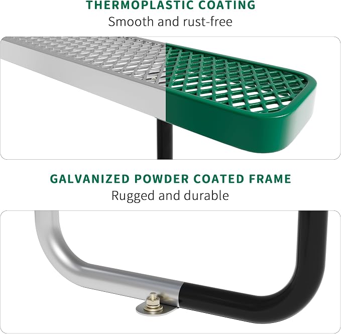 4FT Rectangular Metal Picnic Table - Image 6
