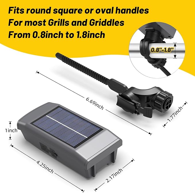 Grill Lights for Blackstone Weber Grills, USB-C Rechargeable Solar 360° - Image 6