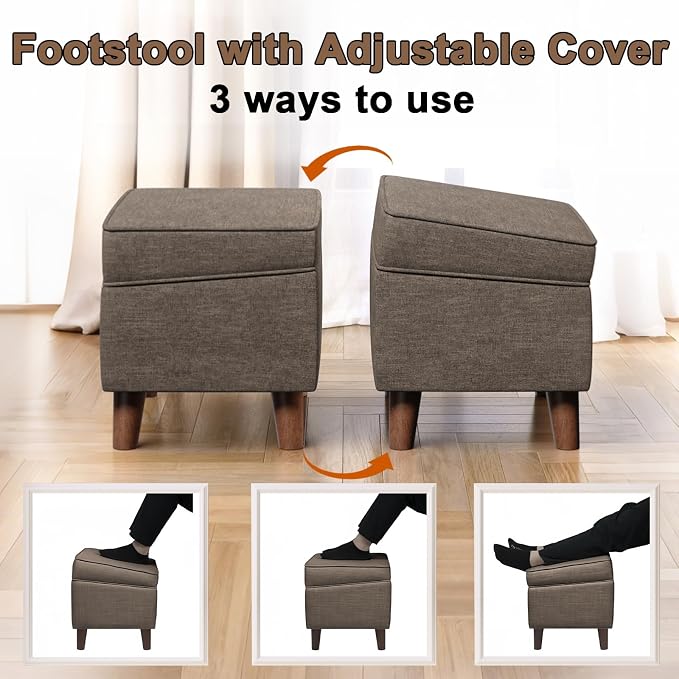 Foot Rests with Adjustable Cover, Storage Ottoman Dorm, Footstool and Sitting - Image 4