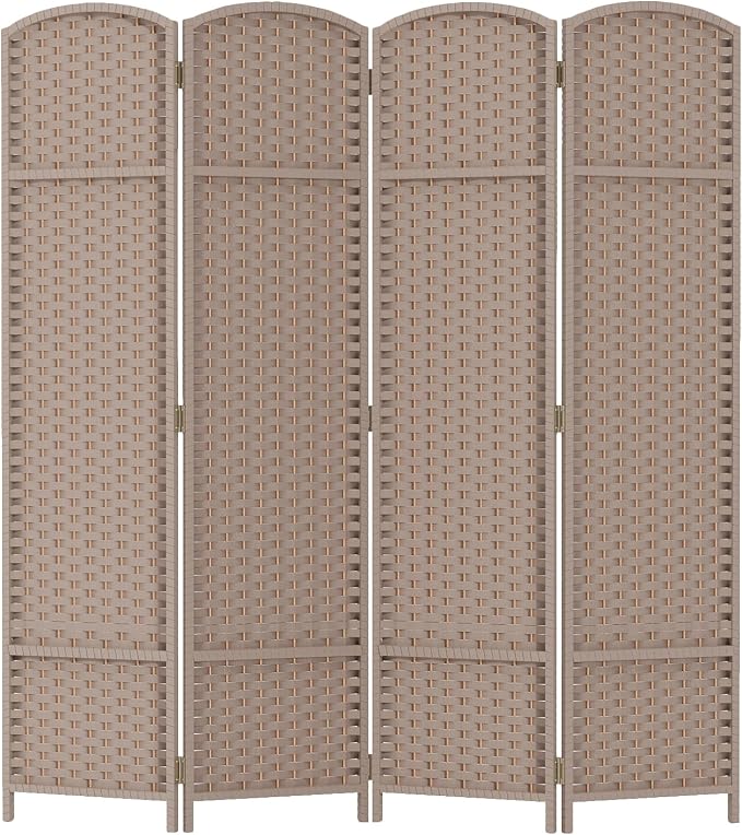 Room Divider 4 Panel Screen 5.6 Ft Tall Partition Room Dividers Beige Privacy by FDW