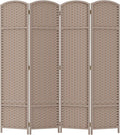 Room Divider 4 Panel Screen 5.6 Ft Tall Partition Room Dividers Beige Privacy by FDW