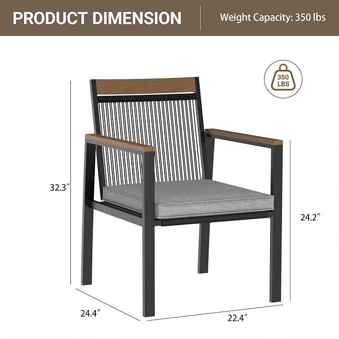 Set of 2 Outdoor Dining Chairs – Ergnomic Patio Seating - Image 2