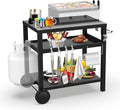 29.5''x19.6'' Outdoor Grill Cart, Pizza Oven Table Stand, 3-Shelves Food Prep by EnjoyBBQLifeMoments