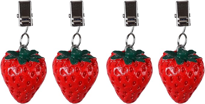 Twofish Strawberry Resin Tablecloth Weights Clips Set of 4 by TwoFishHomeFashionLLC