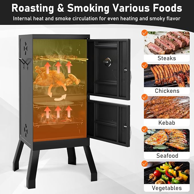 Happygrill Charcoal Grills, Adjustable Air Dampers, Removable Water Pan & Grill - Image 6