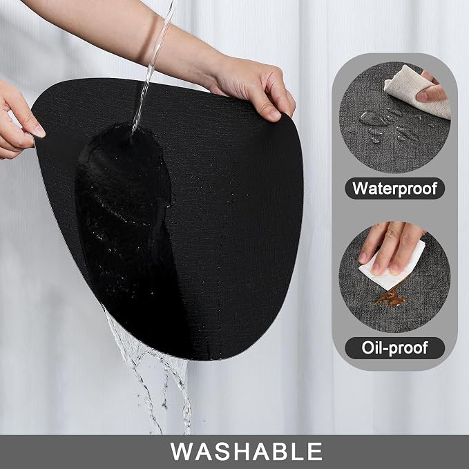 Placemats and Coasters, Washable Reversible Placemats Round Faux Leather - Image 4