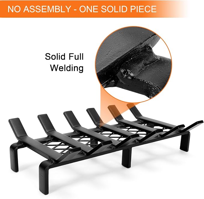 13" Fireplace Grate with Ember Retainer, Wood Stove Grate Rack, Heavy Duty - Image 8