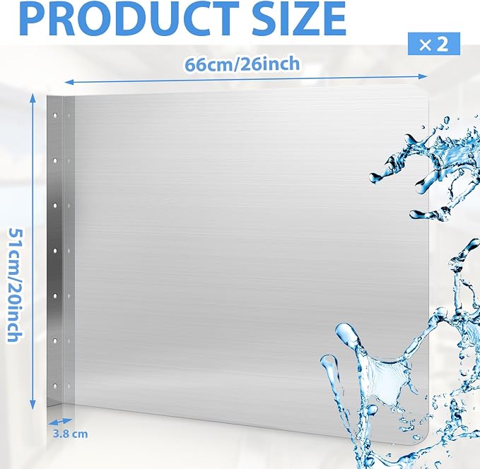 Therwen 2 Pcs Stainless Steel Side Splash Guard - Image 2