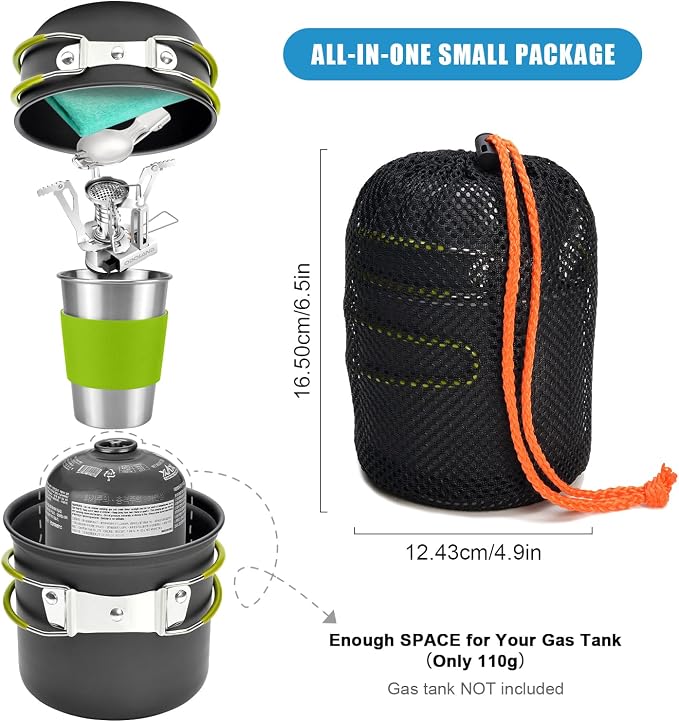 Odoland Camping Cookware Stove Carabiner Canister Stand Tripod and Stainless - Image 2