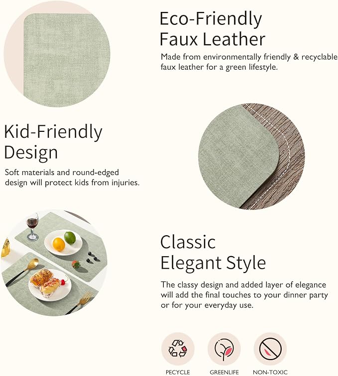 Maxpearl Faux Leather Placemats Set of 4, Waterproof - Image 6