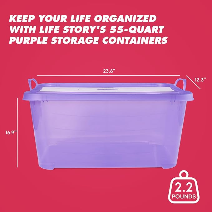 Life Story 6 Pack Light Duty Stackable Storage Bin, 55 Quart Home Organizer - Image 4