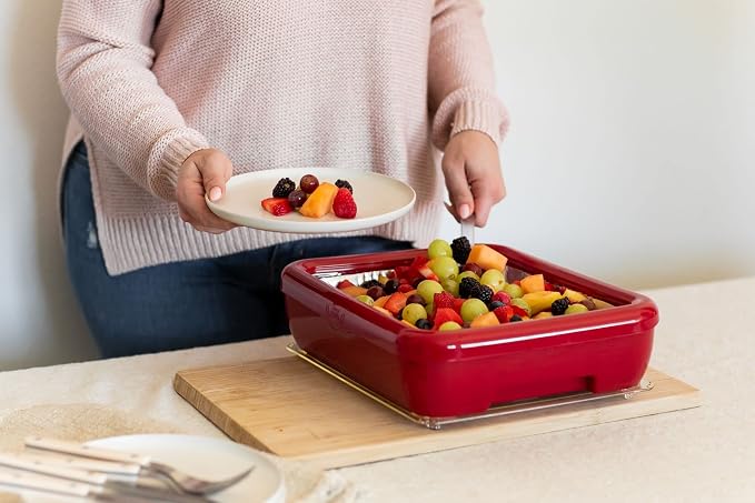 Fancy Panz - Red Classic Aluminum Foil Pan Carrier - Elevated Food Serving Tray - Image 2