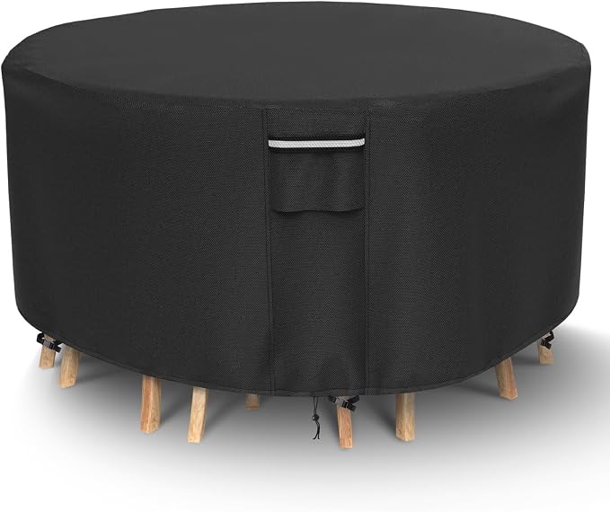 Round Patio Furniture Covers, 500D Heavy Duty Waterproof UV Resistant Cover by NYFITY