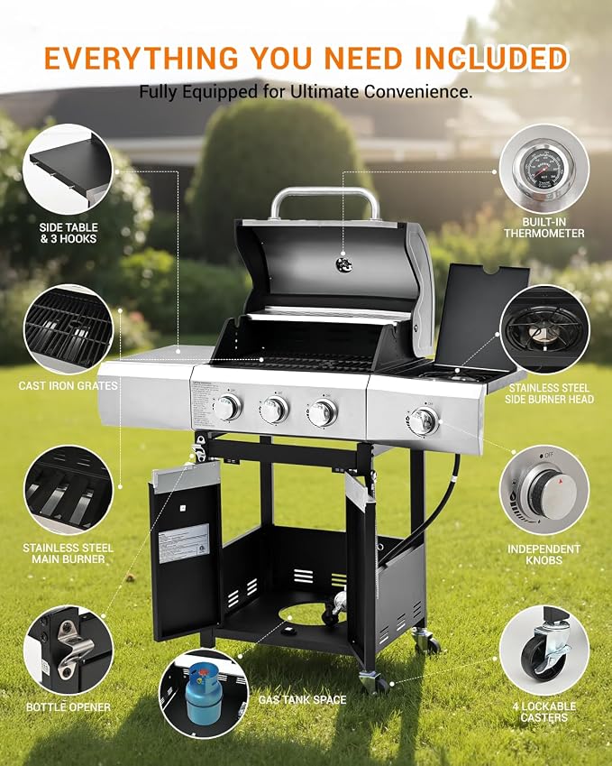 40, 500 BTU 3-Burner Propane Gas Grill - Image 6